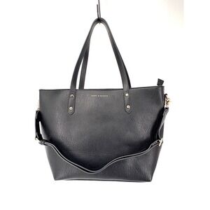 Poppy & Peonies Go Getter Tote Black Large Vegan Leather Laptop Bag Briefcase